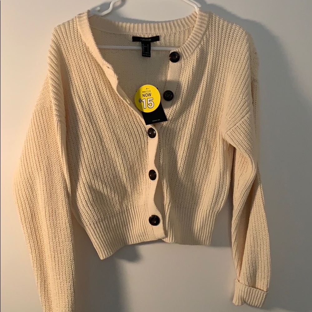 tan cropped cardigan